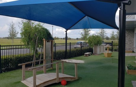 Amazing Explorers Lk Nona 2018 outdoor space with blue umbrella | creativerecproducts.com