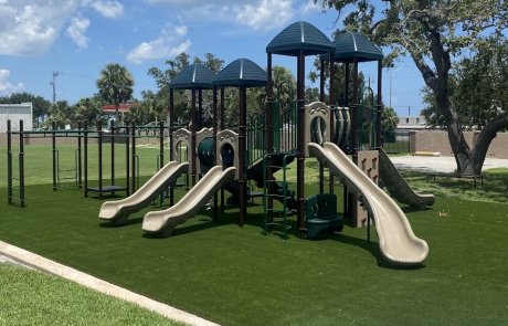 Creative Recreation Products Playground tan and green playground | creativerecproducts.com