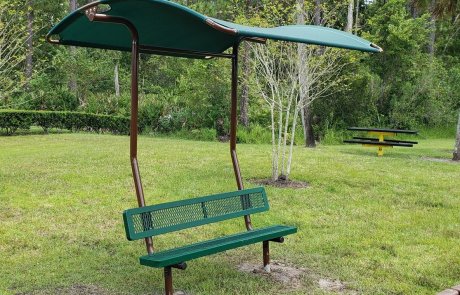 Young Pine bench shade green bench with shade | creativerecproducts.com