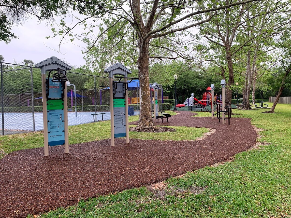 playground with fitness equipment and basketball court | creativerecproducts.com